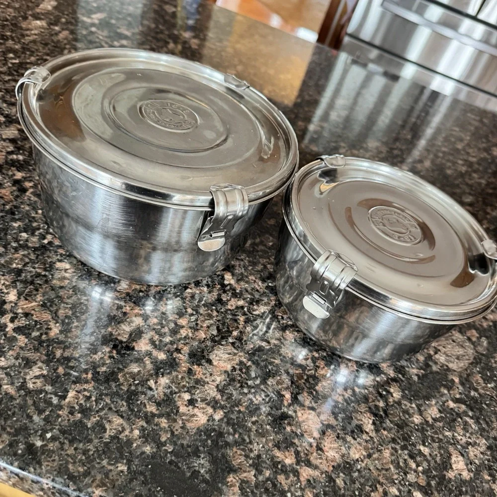 Set Of 2 Nesting Stainless Steel 18-8 ~ Humidity Control Airtight Containers
